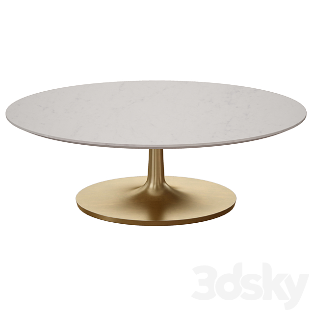 Nero White Marble Oval Coffee Table (Crate and Barrel) 3DSMax File - thumbnail 3