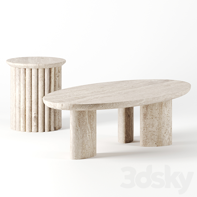 Coffee tables set by mcguire furniture 3DSMax File - thumbnail 1
