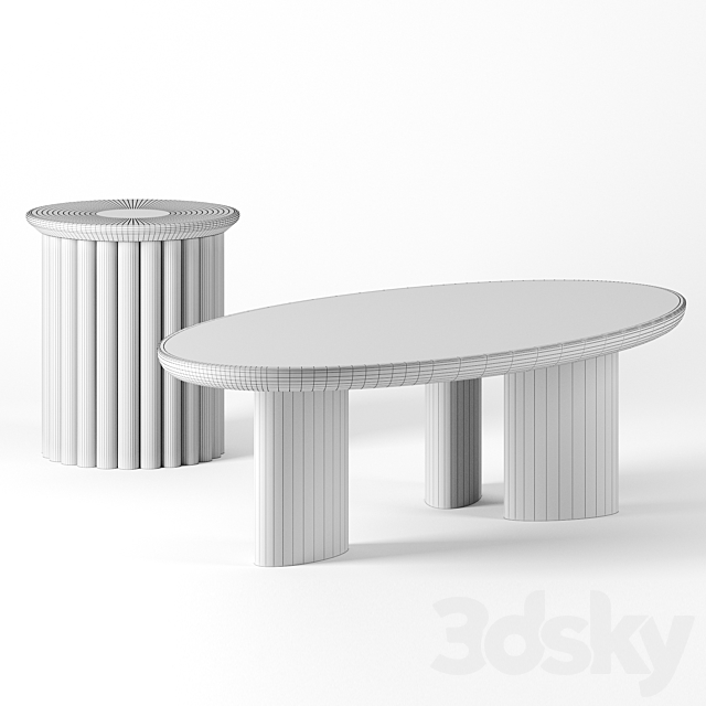 Coffee tables set by mcguire furniture 3DSMax File - thumbnail 2