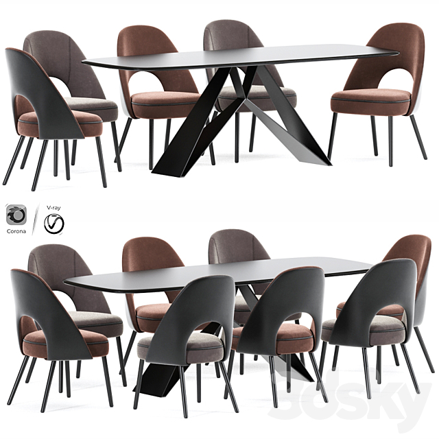Swind Dining Chair Table Set 3DSMax File - thumbnail 1