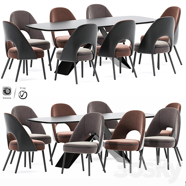 Swind Dining Chair Table Set 3DSMax File - thumbnail 2