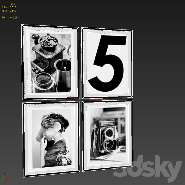 Set of paintings in the Scandinavian style 008 3DS Max Model - thumbnail 2