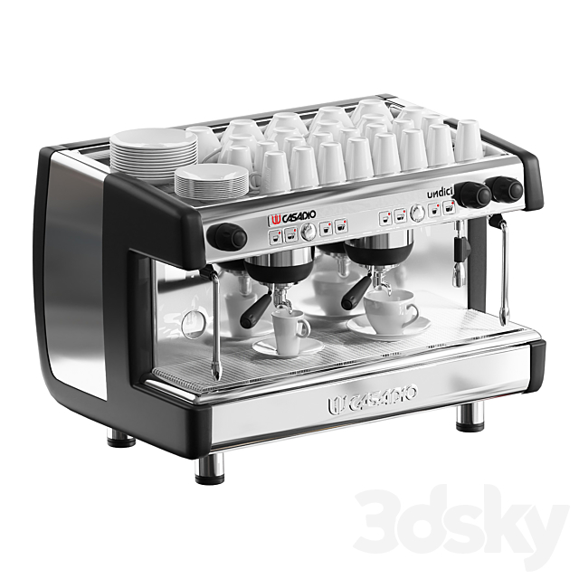 Casadio Undici coffee machines with croissants. 3 models 3DSMax File - thumbnail 4