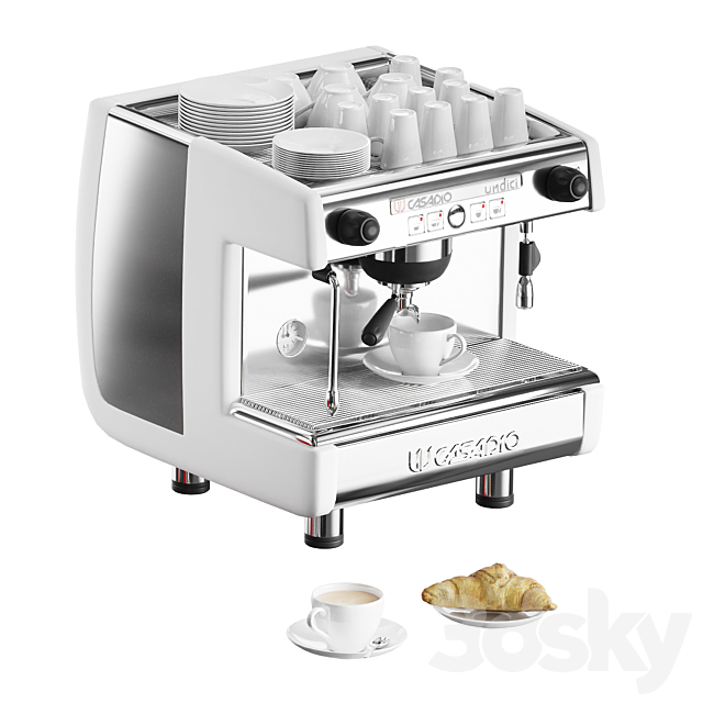 Casadio Undici coffee machines with croissants. 3 models 3DSMax File - thumbnail 5