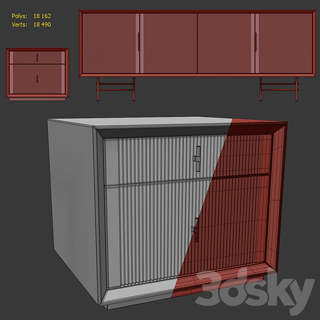 Chest of drawers and bedside table Astoria. Nightstand. sideboard by Enza Home 3DSMax File - thumbnail 4