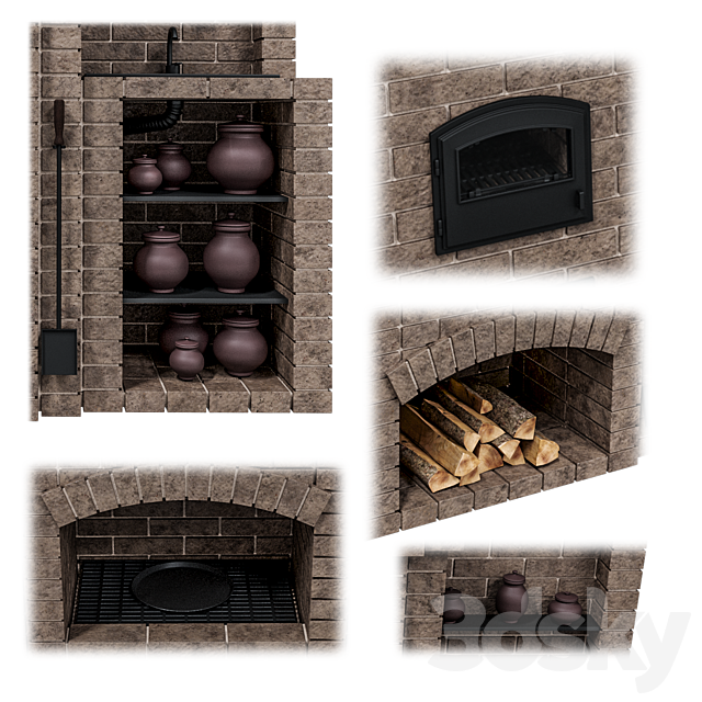 Brick oven barbecue 3DS Max Model - thumbnail 4