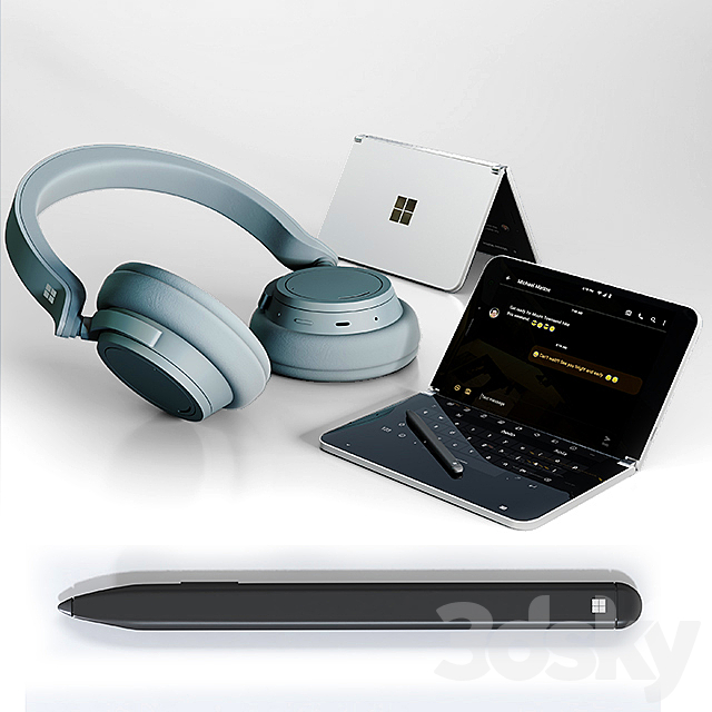 Surface-Duo-Headphones-Pen 3dskyfree