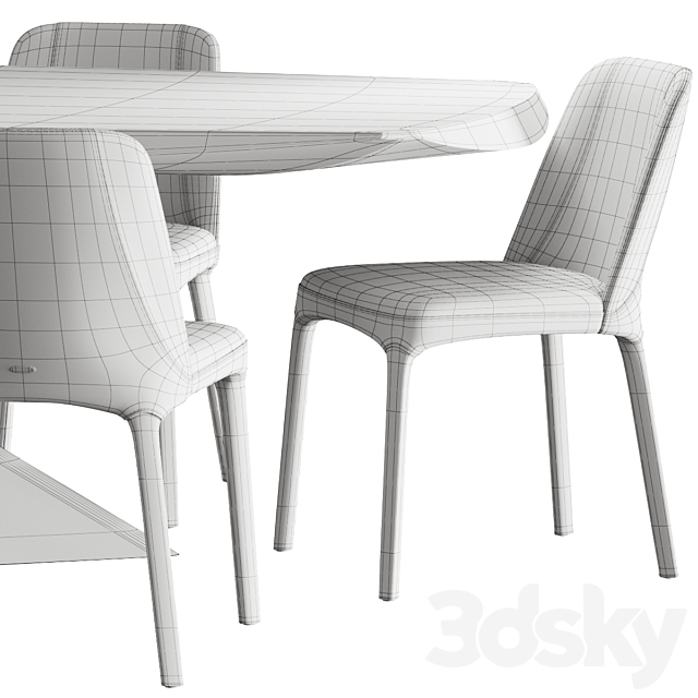 Cattelan Italia Tyron Masterwood and Wilma Chair Dining Set 3DSMax File - thumbnail 3