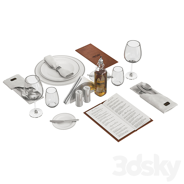 Restaurant table decorative set 3DSMax File - thumbnail 1