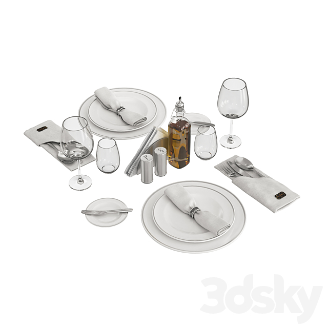 Restaurant table decorative set 3DSMax File - thumbnail 3