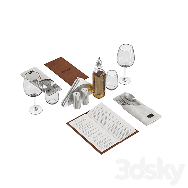 Restaurant table decorative set 3DSMax File - thumbnail 4