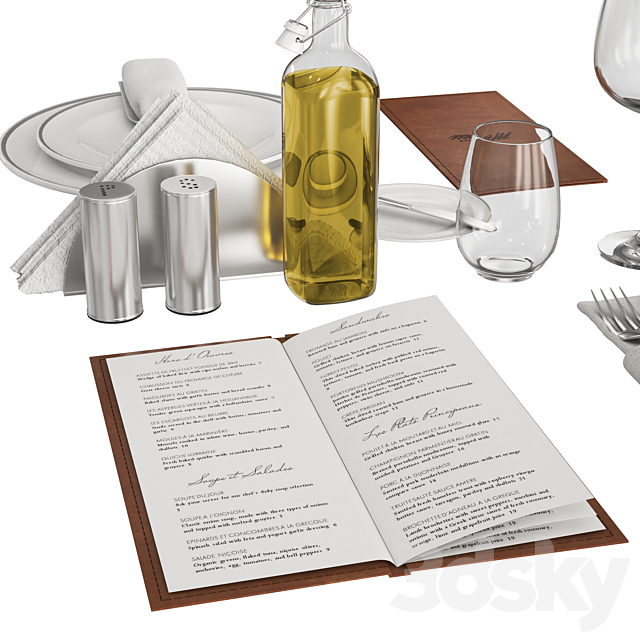 Restaurant table decorative set 3DSMax File - thumbnail 5