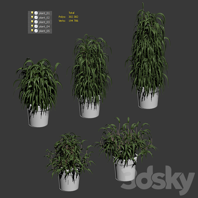 Plant in the pot. 5 models 3DSMax File - thumbnail 3