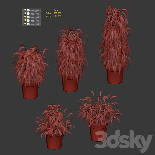 Plant in the pot. 5 models 3DSMax File - thumbnail 4