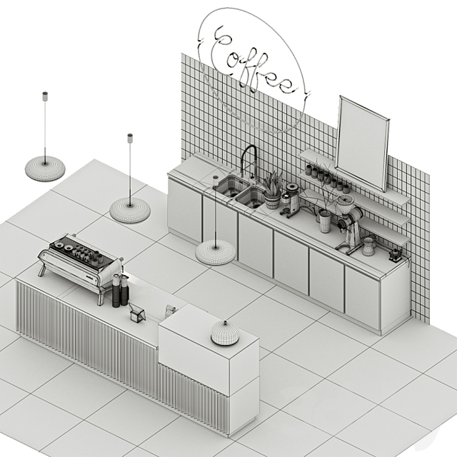 COFFEE SHOP 4 (Corona. Vray) 3dsky