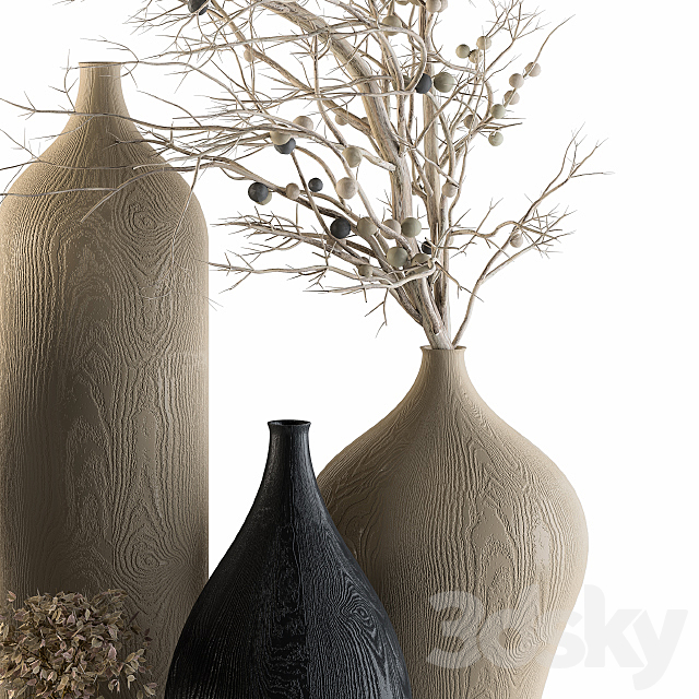 Decorative Set Vases and Dry branch - Set 44 3d