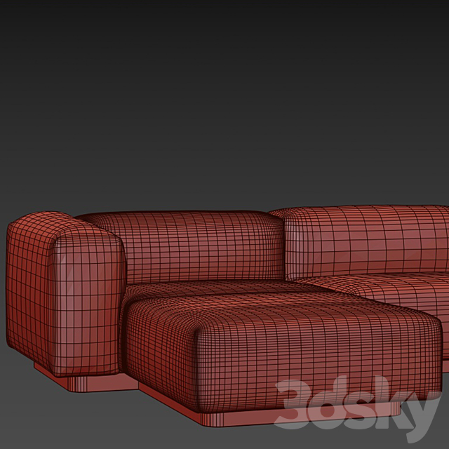 Vitra Soft Modular 3 Seat Longue Sofa 3d