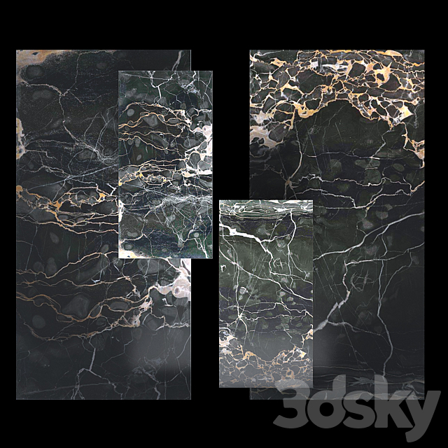 Nero Portoro Porcelain Tile 3d