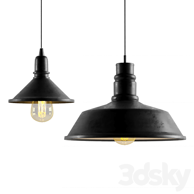 4 black cast industrial chandeliers 3d