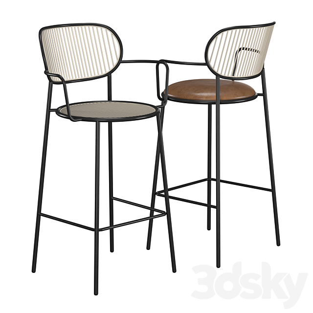 Piper Bar Chair with Armrests 3DSMax File - thumbnail 2