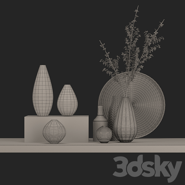 Decorative set_vase 3d