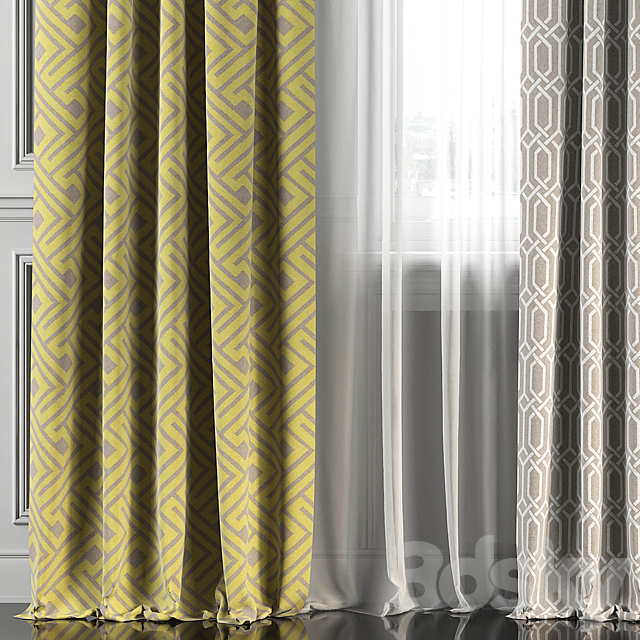 Curtains with window 155 3dsky