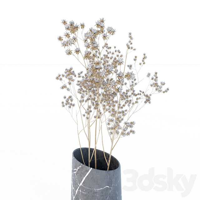 Marble vase with dried flowers 3DSMax File - thumbnail 2