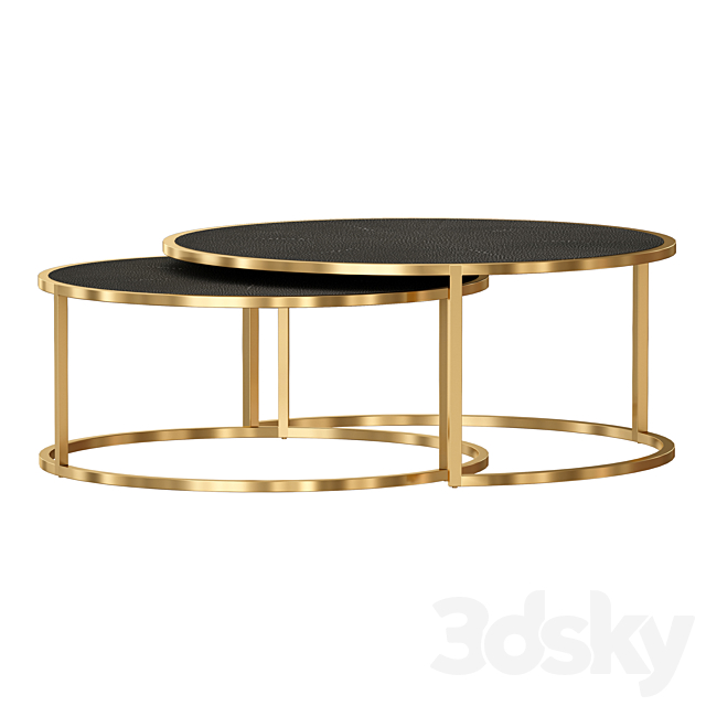 Keya Antique Brass Nesting Coffee Tables (Crate and Barrel) 3DSMax File - thumbnail 2