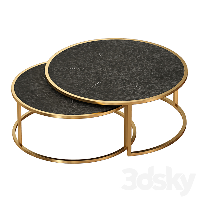 Keya Antique Brass Nesting Coffee Tables (Crate and Barrel) 3DSMax File - thumbnail 3