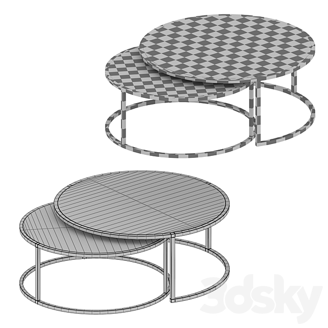 Keya Antique Brass Nesting Coffee Tables (Crate and Barrel) 3DSMax File - thumbnail 5