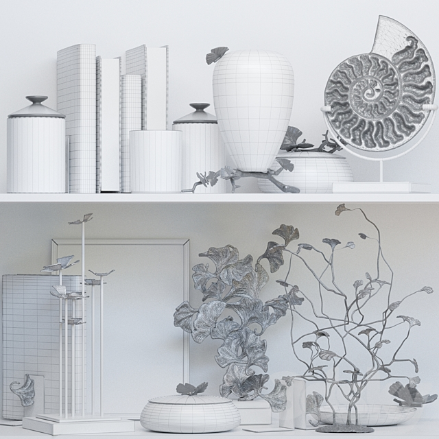 Decorative set collection with rare books and decor 3d