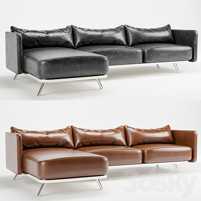 Black and Brown Leather sofa 3DSMax File - thumbnail 1