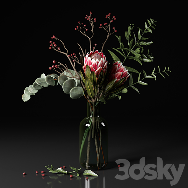 Protea and eucalyptus bouquet 3dsky