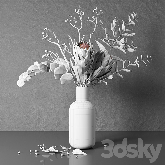 Protea and eucalyptus bouquet 3dskyfree