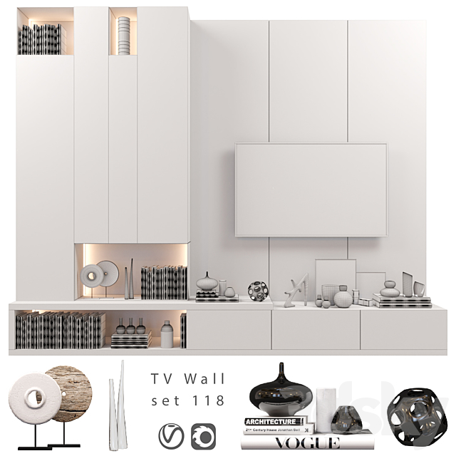 TV Wall | set 118 3DSMax File - thumbnail 3