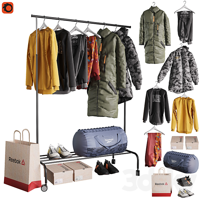 Floor hanger with clothes Free Download