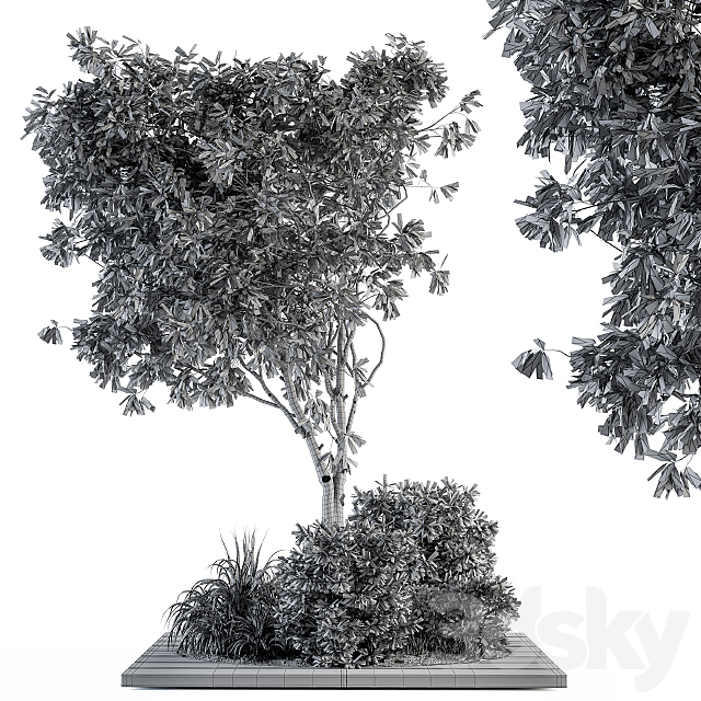 Garden set bush and Tree - Garden Set 05 3dsky