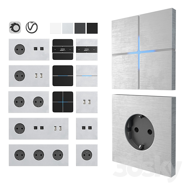 Sockets and switches Basalte 3DSMax File - thumbnail 1