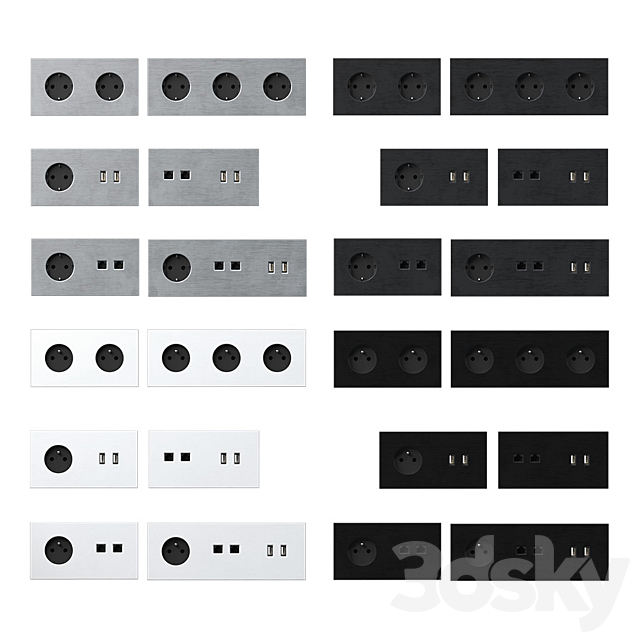 Sockets and switches Basalte 3DSMax File - thumbnail 3