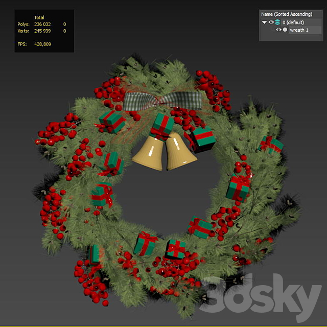 Christmas wreath 1 3DSMax File - thumbnail 4