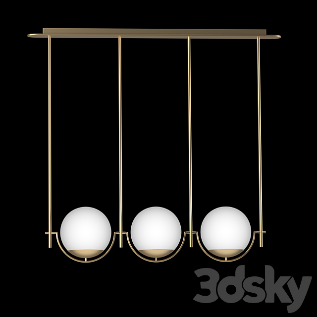 Rondure Three-Globe Pendant Light 3d