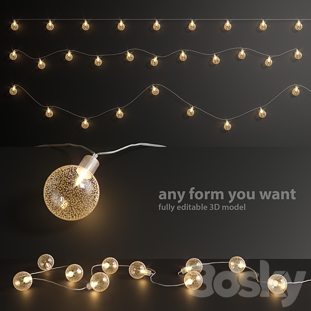 Editable garland lights set 5 3DSMax File - thumbnail 1