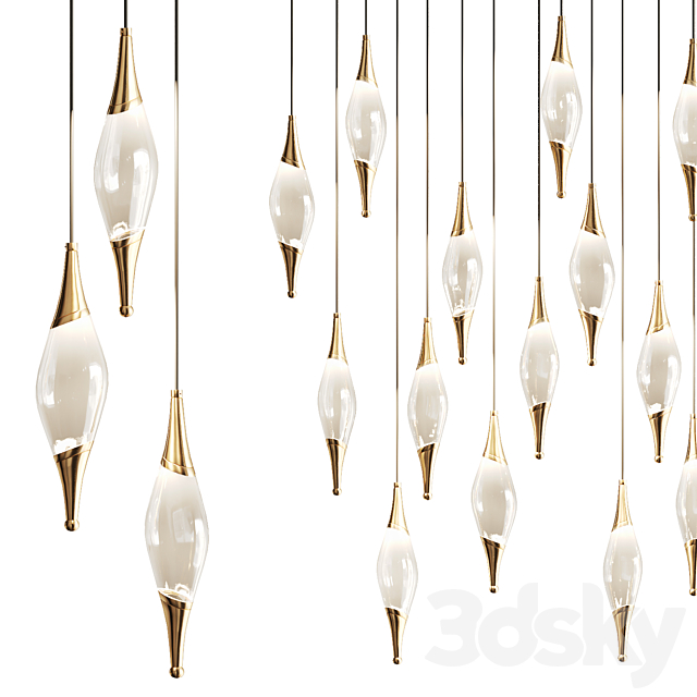 Drop pendant lamp with metal tips FAME 3DSMax File - thumbnail 1