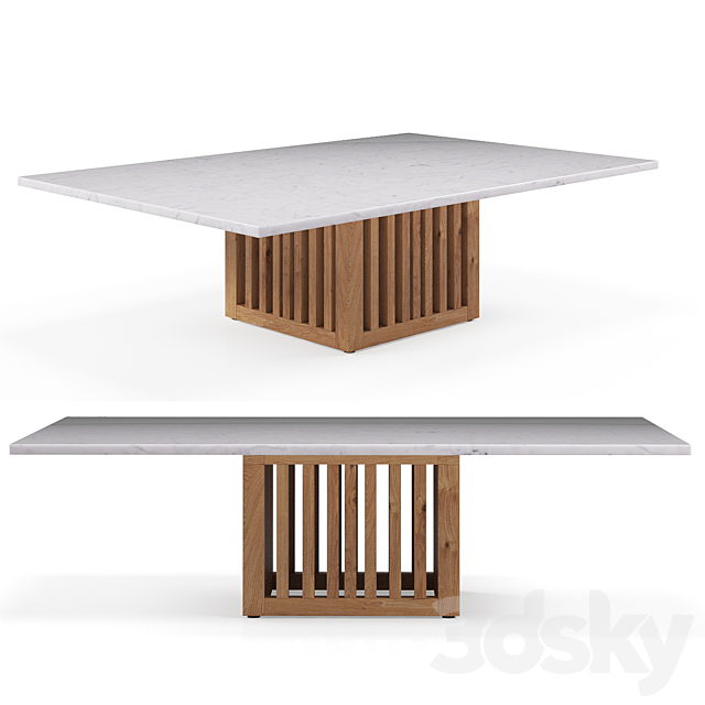 Rectangular coffee table with Code marble top 3DSMax File - thumbnail 1