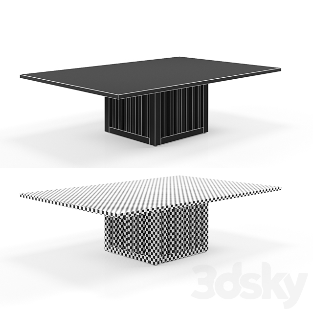 Rectangular coffee table with Code marble top 3DSMax File - thumbnail 3