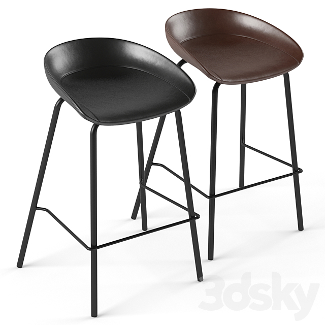 ZEIL Lowback Kitchen bar and counter stool 3DSMax File - thumbnail 2
