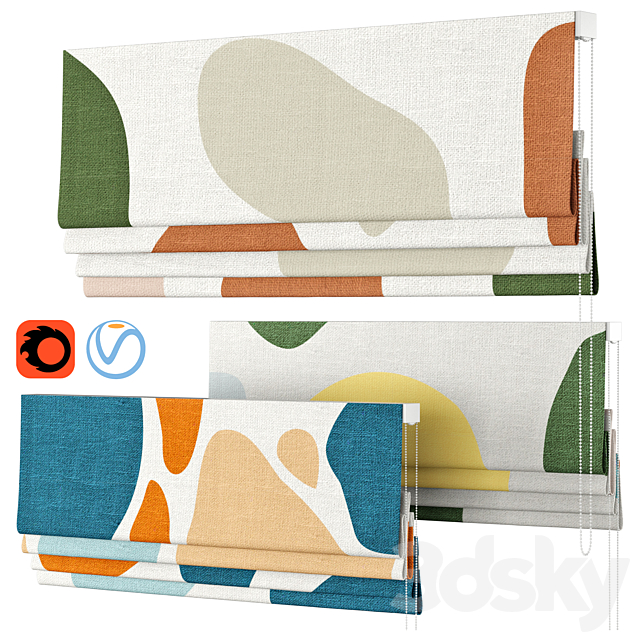 Roman Curtains 38 | Karuilu | Quick Fix Washable Colorful Rocks 3DSMax File - thumbnail 1