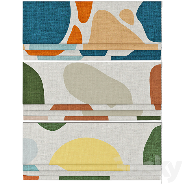 Roman Curtains 38 | Karuilu | Quick Fix Washable Colorful Rocks 3DSMax File - thumbnail 2