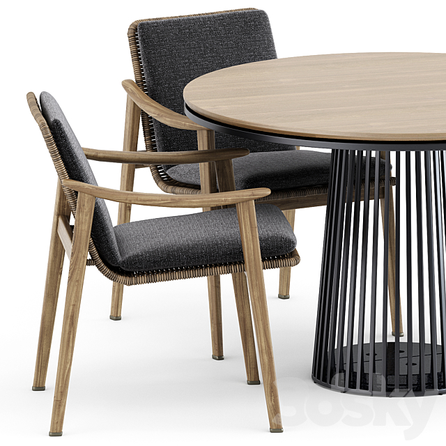 Fynn Outdoor chair by Minotti and Grid table by solpuri 3DSMax File - thumbnail 2