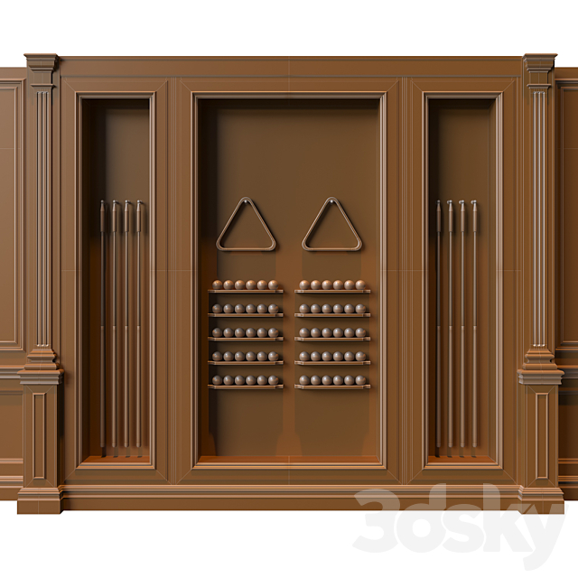 American style billiard cabinet 3d